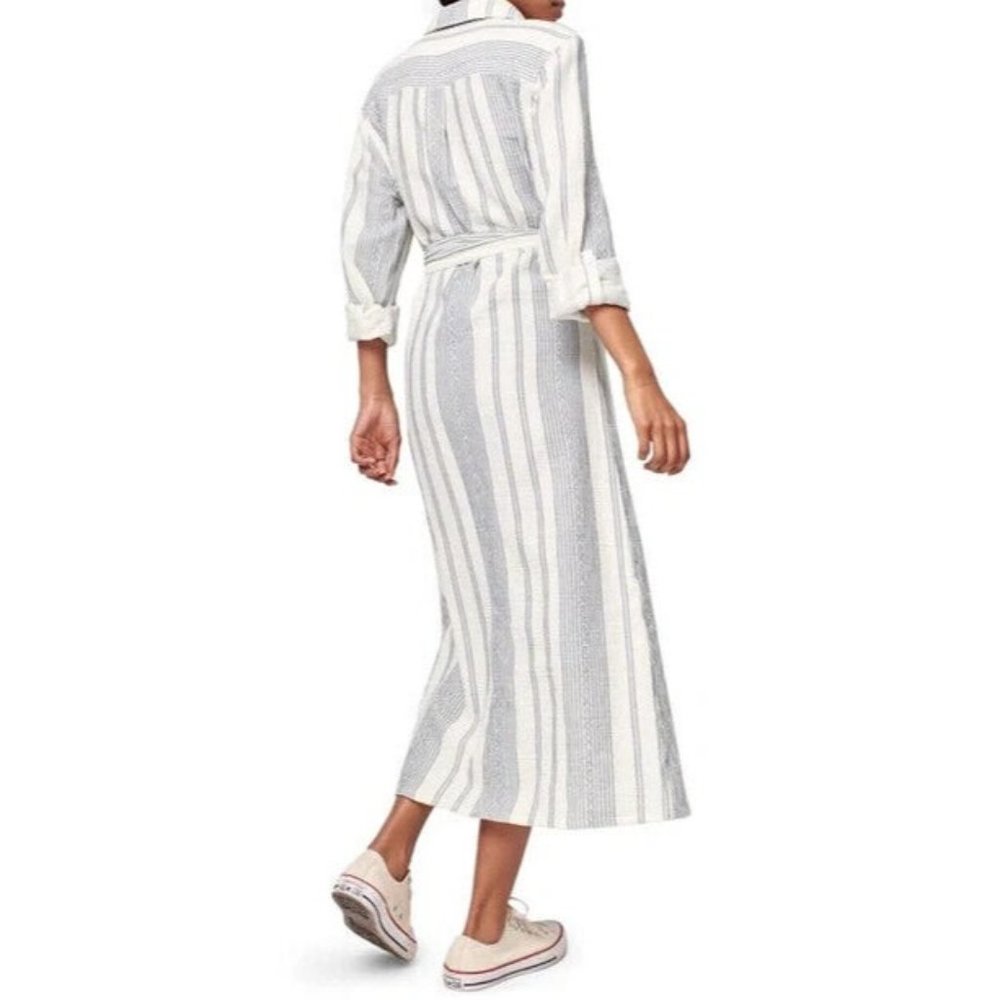 Faherty Dream Gauze Organic Cotton Iris In Cream Tidal Wave Dobby Dress Sz L NWT - Picture 3 of 15